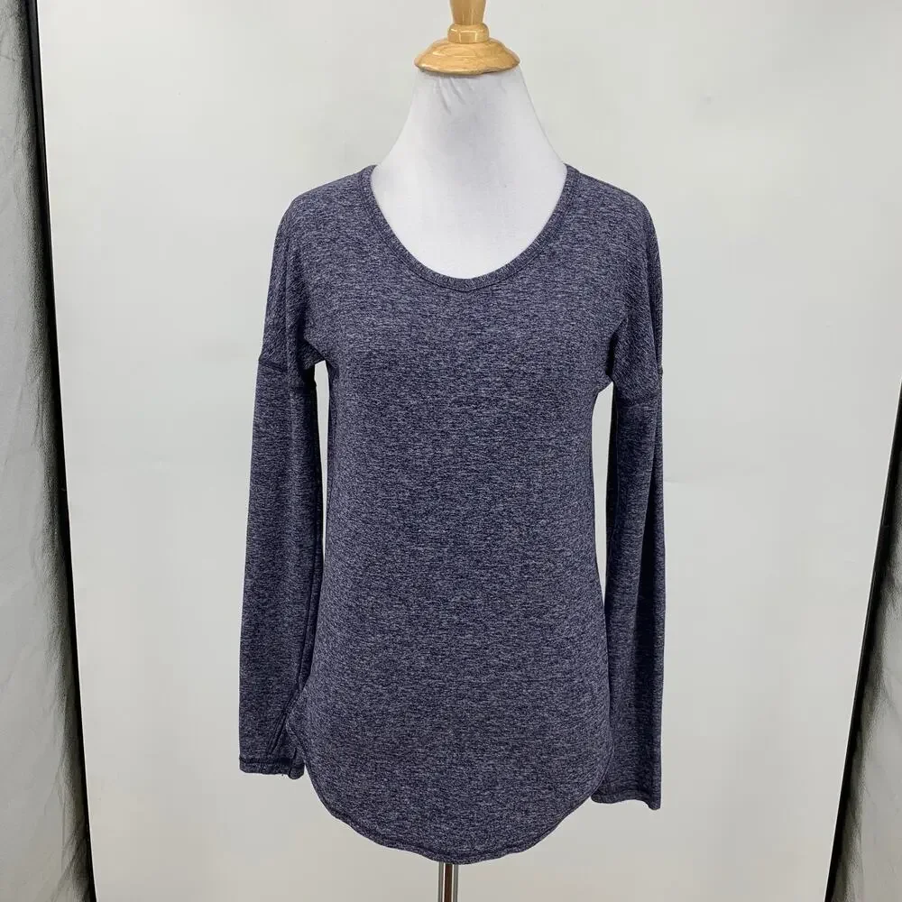 Lululemon Ivivva Top Girls Youth 12 Navy Long Sleeve Performance Thumbholes